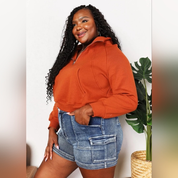 Double Take Half-Zip Long Sleeve Hoodie - Picture 5 of 12